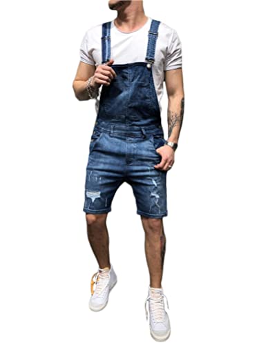 Onsoyours Herren Denim Latzhose Overalls Herren Jeans Latzanzug Loose Fit Cargo Workwear Strampler Overalls Retro Denim Bib Skinny Fit Streetwear Dungarees P Dunkelblau XL von Onsoyours
