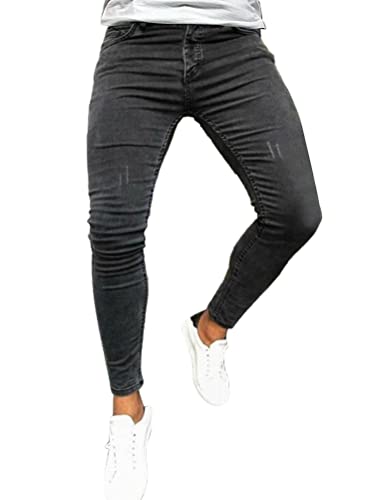 Onsoyours Herren Destroyed Jeans Biker Hose Herren Löcher Lang Jeans Denim Hose Vintage Männer Zerrissen Jeanshose Skinny Jeanshosen Bleistifthose Slim Fit C Schwarz S von Onsoyours