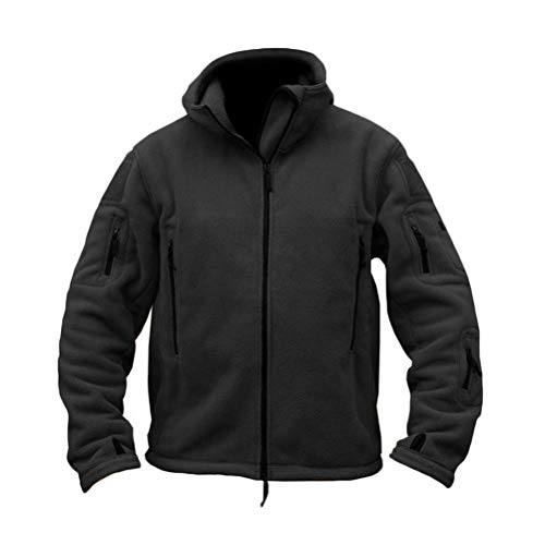 Onsoyours Herren Fleecejacke Military Outdoor Winddichte Jacke Softshell Outdoor Jacke Winddicht Tactical Funktionsjacke Jagdjacke mit Kapuze A Schwarz XXL von Onsoyours