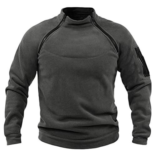 Onsoyours Herren Fleecejacke Outdoor Softshell Jacke Winterjacke Winddicht Armee Jacke Taktisch Stil Fleece Militär Jacke Windjacke Freizeit Windbreaker ohne Kapuze Dunkelgrau L von Onsoyours