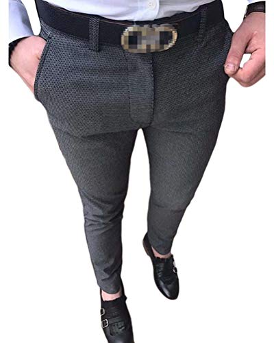 Onsoyours Herren Freizeithose Karierte Business Hose Chino Streetwear Lang Pants Sporthosen Trainingshose Sweatpants Slim Fit C Dunkelgrau X-Small von Onsoyours