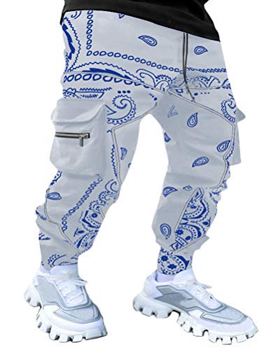 Onsoyours Herren Hip Hop Jogger Cargo Pants Hosen Baggy Streetwear Punk Hose Cargohose Outdoorhose Männer Sporthose Freizeithose Jogging Treckking Casual Mit Taschen A Grau M von Onsoyours