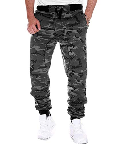 Onsoyours Herren Hose Jogginghose Trainingshose Sporthose Fitnesshose Sweatpants Uni Einfarbig/Camouflage Pant Hose Loose Fit Sweat Baggy B Grau XXL von Onsoyours