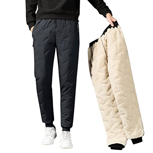 Onsoyours Herren Hose Warme Jogginghose Casual Sporthose Winter Fleece Sweatpants Sherpa Gefüttert Hosen mit Taschen Herren Sweathose Gürtel Freizeithose Thermo Mode A Dunkelgrau M von Onsoyours