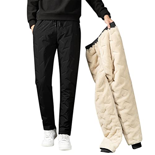 Onsoyours Herren Hose Warme Jogginghose Casual Sporthose Winter Fleece Sweatpants Sherpa Gefüttert Hosen mit Taschen Herren Sweathose Gürtel Freizeithose Thermo Mode B Schwarz 3XL von Onsoyours