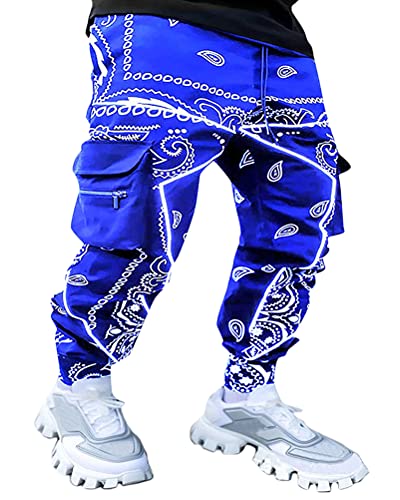 Onsoyours Herren Hosen Cargo Sommer Neu Cargohosen Männer Junge Loose Fit Sport Outdoors Freizeit Retro Mode Trend Arbeithosen Mit Gummibund Streetwear Jogginghose A Blau S von Onsoyours