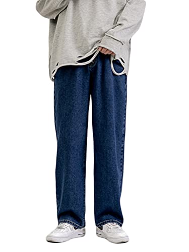 Onsoyours Herren Jeans Baggy Hip Hop Jeanshose Teenager Jungen Loose Fit Pants Classic Regular Hosen Herren Baggy Fit Jeans Jeanshose Streetwear A Dunkelblau S von Onsoyours
