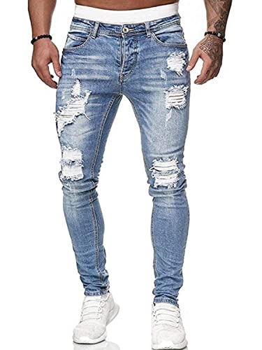 Onsoyours Herren Jeans Cargo Hose Stretch Jeanshosen Jogger Hose Freizeithose Stretch Slim Fit Jeans Tapered Fit Stretch Denim Hose A Hellblau M von Onsoyours