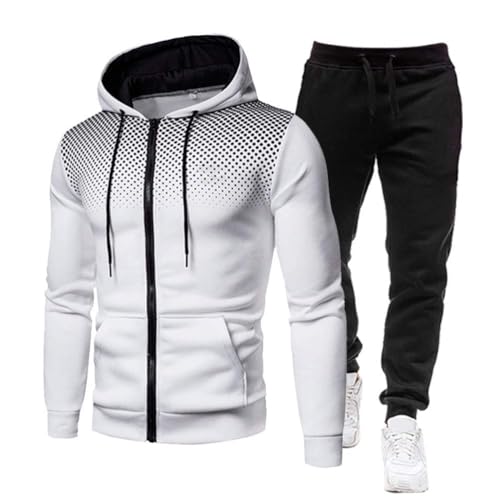 Onsoyours Herren Jogginganzug Sportanzug Männer Trainingsanzug Fitness Sporthose und Trainingsjacke B Weiß M von Onsoyours