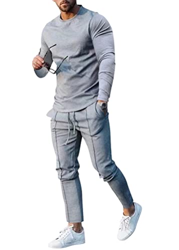 Onsoyours Herren Jogginganzug Sportanzug Trainingsanzug Leicht Fitness Freizeit Sportbekleidung Freizeitanzung Herrenbekleidung Track Suits Activewear B Grau XS von Onsoyours