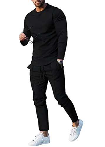 Onsoyours Herren Jogginganzug Sportanzug Trainingsanzug Leicht Fitness Freizeit Sportbekleidung Freizeitanzung Herrenbekleidung Track Suits Activewear B Schwarz L von Onsoyours