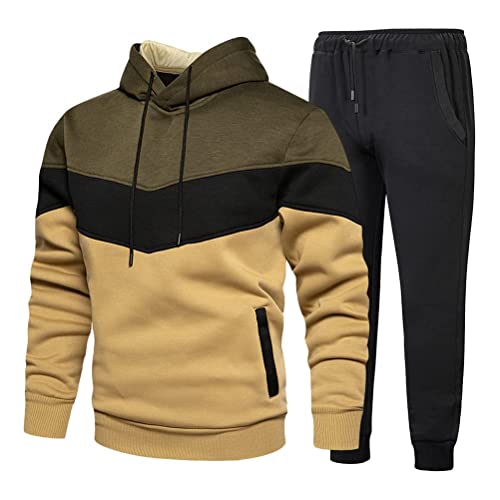 Onsoyours Herren Jogginganzug Trainingsanzug Für Männer Sportanzug Freizeitanzug Jogginghose + Zip Sweatshirt Oberteil D Khaki S von Onsoyours