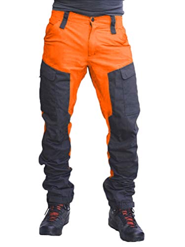 Onsoyours Herren Jogginghose Sweat Pants Trainingshose Freizeithose Joggers Streetwear Herren Praktisch Arbeitshose Cargohose Pant Orange XS von Onsoyours