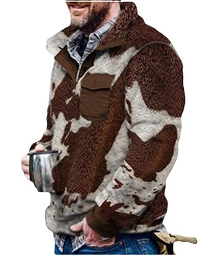 Onsoyours Herren Kunstfell Doppelseitige Wolle Jacke mit Taschen Warm Plüsch Mantel Sweatshirt Pullover Kapuzenpullover Plüschjacke Feuerbulle 3XL von Onsoyours