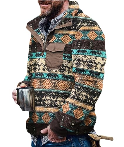 Onsoyours Herren Kunstfell Doppelseitige Wolle Jacke mit Taschen Warm Plüsch Mantel Sweatshirt Pullover Kapuzenpullover Plüschjacke Muster 3XL von Onsoyours