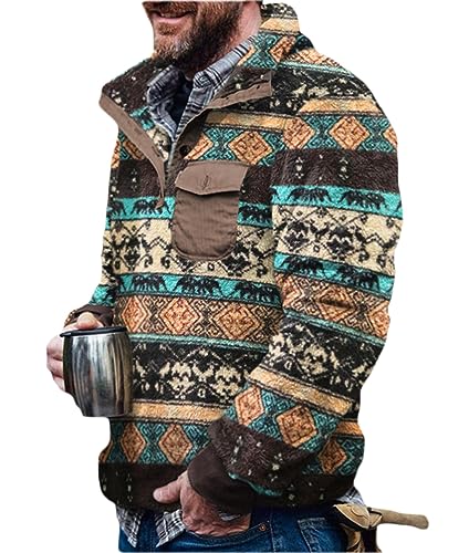 Onsoyours Herren Kunstfell Doppelseitige Wolle Jacke mit Taschen Warm Plüsch Mantel Sweatshirt Pullover Kapuzenpullover Plüschjacke Muster XXL von Onsoyours