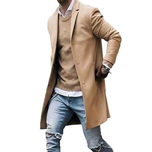 Onsoyours Herren Mantel Winter Wollmantel Lang Overcoat Schlank Windbreaker Business Jacke Freizeit von Onsoyours