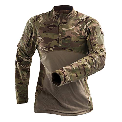 Onsoyours Herren Militär-T-Shirt Tactical Shirt Combat Shirt Slim Fit Langarm Camouflage Shirt Paintball Airsoft Army Hemd Militär Uniform A Braun M von Onsoyours