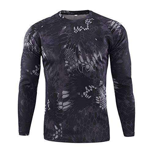 Onsoyours Herren Outdoor Schnell Trocknend Camouflage Langarm Tops Python-Muster Bluse T-Shirts Tactical Mountaineering Schnelltrocknendes Langarmshirt A Schwarz XL von Onsoyours