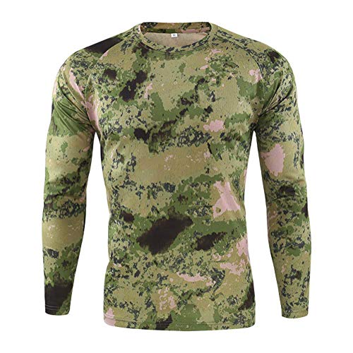 Onsoyours Herren Outdoor Schnell Trocknend Camouflage Langarm Tops Python-Muster Bluse T-Shirts Tactical Mountaineering Schnelltrocknendes Langarmshirt B Grün S von Onsoyours