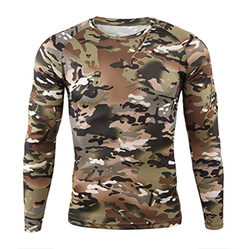 Onsoyours Herren Outdoor Schnell Trocknend Camouflage Langarm Tops Python-Muster Bluse T-Shirts Tactical Mountaineering Schnelltrocknendes Langarmshirt C Braun XL von Onsoyours