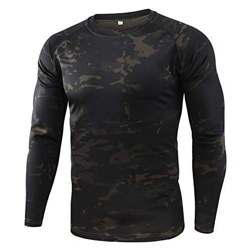 Onsoyours Herren Outdoor Schnell Trocknend Camouflage Langarm Tops Python-Muster Bluse T-Shirts Tactical Mountaineering Schnelltrocknendes Langarmshirt C Schwarz L von Onsoyours