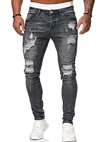 Onsoyours Herren Patchwork Jeans Casual Relaxed Fit Jeanshose Denim Hosen Baggy Hip Hop Jeans Hose Mit Weitem Bein Straight Leg Vintage Color Block Streetwear A Grau S von Onsoyours