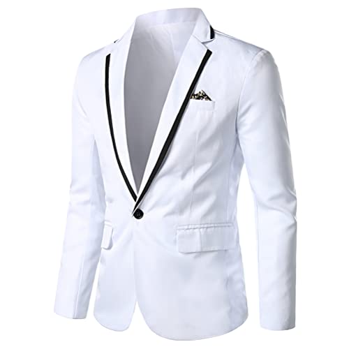 Onsoyours Herren Sakko Slim Fit Einfarbig Anzugjacke für Hochzeit Freizeit Party Abschluss Business Blazer Knöpfe Sakko B Weiß 4XL von Onsoyours