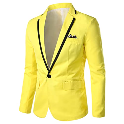 Onsoyours Herren Sakko Slim Fit Einfarbig Modern Anzugjacke für Hochzeit Freizeit Party Abschluss Business Blazer Knöpfe Sakko B Gelb M von Onsoyours