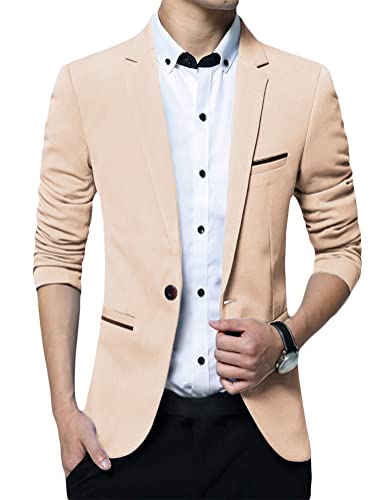 Onsoyours Herren Sakko Sweatjacke Slim Fit Männer Blazer Modern Freizeit Leichte Jackett Sportlich Business Anzugjacke A Khaki L von Onsoyours