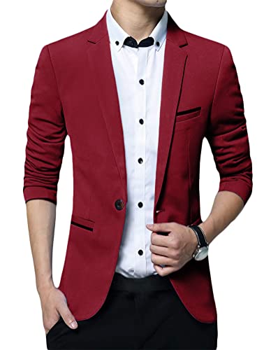 Onsoyours Herren Sakko Sweatjacke Slim Fit Männer Blazer Modern Freizeit Leichte Jackett Sportlich Business Anzugjacke A Weinrot M von Onsoyours