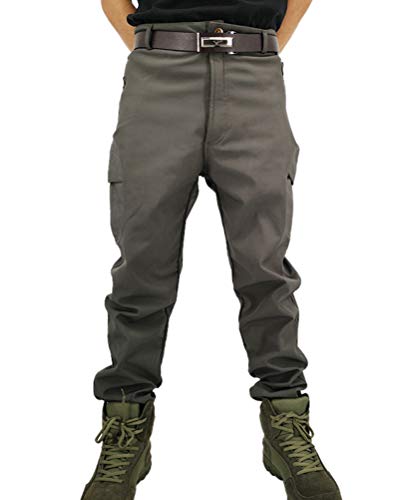 Onsoyours Herren Softshellhose Jagd Hose Fleece Gefüttert Sport Skihose Wanderhose Trekkinghose Verschleißfest Outdoor Hose Funktionshose Winterhose Mit Tasche A Grau XS von Onsoyours