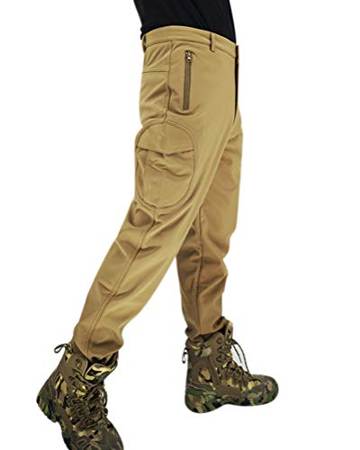 Onsoyours Herren Softshellhose Jagd Hose Fleece Gefüttert Sport Skihose Wanderhose Trekkinghose Verschleißfest Outdoor Hose Funktionshose Winterhose Mit Tasche A Khaki 3XL von Onsoyours