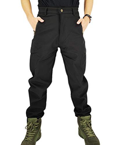 Onsoyours Herren Softshellhose Jagd Hose Fleece Gefüttert Sport Skihose Wanderhose Trekkinghose Verschleißfest Outdoor Hose Funktionshose Winterhose Mit Tasche A Schwarz XXL von Onsoyours