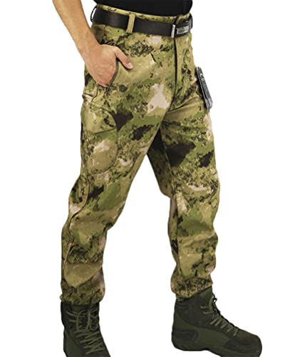 Onsoyours Herren Softshellhose Jagd Hose Fleece Gefüttert Sport Skihose Wanderhose Trekkinghose Verschleißfest Outdoor Hose Funktionshose Winterhose Mit Tasche C Grün L von Onsoyours