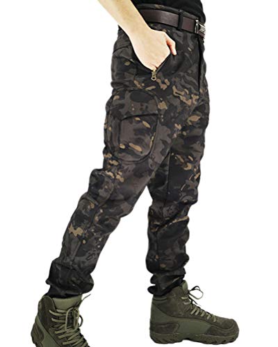 Onsoyours Herren Softshellhose Jagd Hose Fleece Gefüttert Sport Skihose Wanderhose Trekkinghose Verschleißfest Outdoor Hose Funktionshose Winterhose Mit Tasche D Gelb XXL von Onsoyours