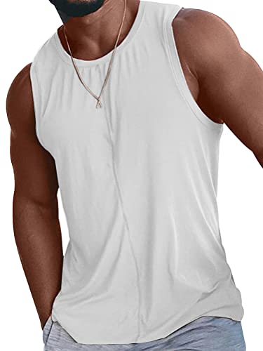 Onsoyours Herren Sport Tank Top Gym Fitness Muskelshirt Bodybuilding Ärmelloser Shirt Unterhemd T-Shirt Achselshirt Trägershirt Sport Fitness B Weiß L von Onsoyours