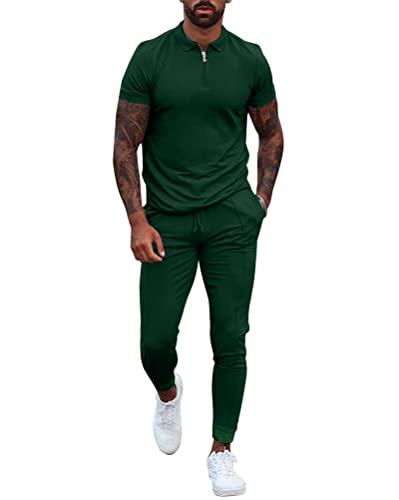 Onsoyours Herren Sportanzug Jogginganzug Trainingsanzug Fußbal Sportbekleidung 2-Teiliges Shortanzug T-Shirts Hose Sets Freizeitanzug Fitness Gym Running A Grün M von Onsoyours