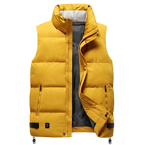 Onsoyours Herren Steppweste Mit Stehkragen Sportweste Leicht Winter Männer Vest Outdoor Übergangsjacke C Gelb XXL von Onsoyours