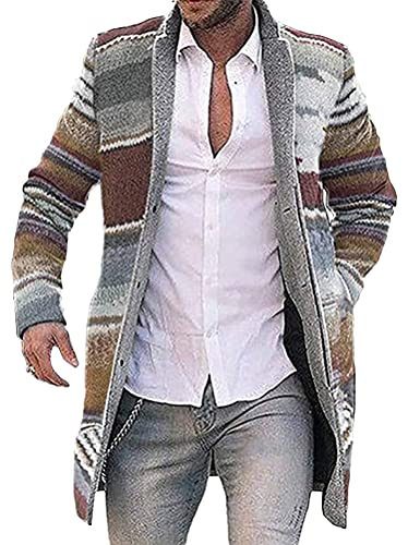 Onsoyours Herren Strickjacke Winter Langarm Wintermantel Warm Cardigan Schlank Lange Windbreaker Jacken Bunt Knopf Lässige Mantel Outwear Strickpullover Mit Reverskragen Braun L von Onsoyours