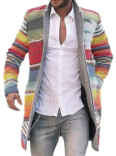 Onsoyours Herren Strickjacke Winter Langarm Wintermantel Warm Cardigan Schlank Lange Windbreaker Jacken Bunt Knopf Lässige Mantel Outwear Strickpullover Mit Reverskragen Farbe M von Onsoyours