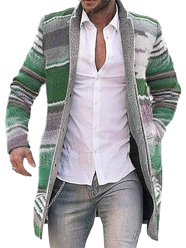 Onsoyours Herren Strickjacke Winter Langarm Wintermantel Warm Cardigan Schlank Lange Windbreaker Jacken Bunt Knopf Lässige Mantel Outwear Strickpullover Mit Reverskragen Grün L von Onsoyours