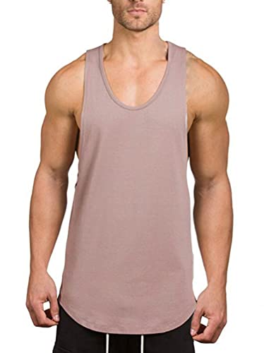 Onsoyours Herren Tank Top Tanktop Tankshirt Ärmellos Bodybuilding Shirt Unterhemd T-Shirt Muskelshirt V-Ausschnitt Tops Training Gym Sport Fitness Freizeit Khaki L von Onsoyours