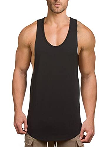 Onsoyours Herren Tank Top Tanktop Tankshirt Ärmellos Bodybuilding Shirt Unterhemd T-Shirt Muskelshirt V-Ausschnitt Tops Training Gym Sport Fitness Freizeit Schwarz L von Onsoyours