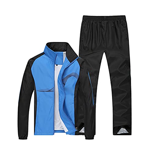 Onsoyours Herren Trainingsanzug Jogginganzug Sportanzug Jogginghose Sporthose und Trainingsjacke Gym Sportbekleidung Freizeitanzug mit Reißverschlusstasche Blau XXL von Onsoyours