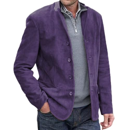 Onsoyours Herren Trenchcoat Tweed Jacke Einfarbig Winterjacke Tweedmantel Mantel Freizeitjacke Warme Wintermantel Herbst und Winter Outwear A Lila L von Onsoyours