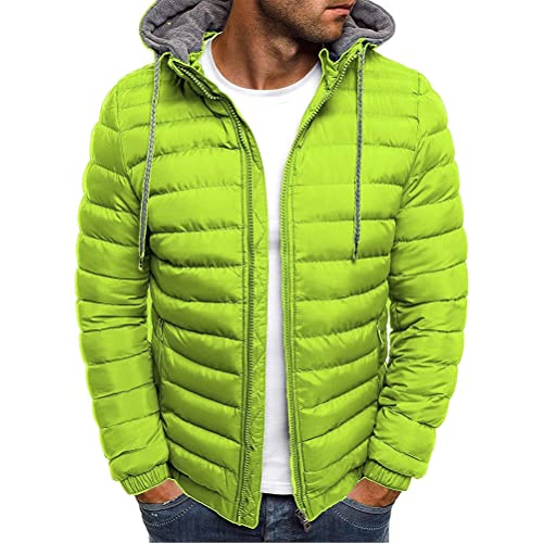 Onsoyours Herren Übergangsjacke Daunenjacke Leichte Steppjacke Einfarbig Tunnelzug Kapuzenjacke Funktionelle Jacke Outdoor Warmer Freizeitjacke Softshell Mantel B Grün XL von Onsoyours