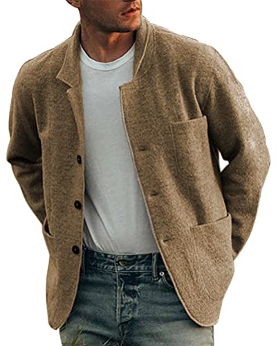 Onsoyours Herren Warm Wollmantel Kurzmantel Winter Jacke Business Trenchcoat Stilvolle Topcoat Kurz Jacket Stehkragen Streetwear Mäntel Kamel XXL von Onsoyours