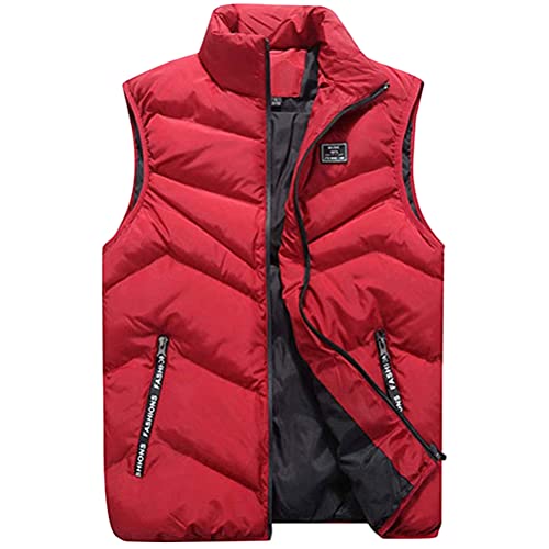 Onsoyours Herren Weste Bodywarmer Steppweste Funktionsweste Outdoor Freizeit Sport Style Mit Stehkragen A Rot XL von Onsoyours