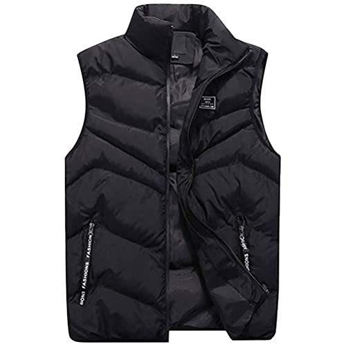 Onsoyours Herren Weste Bodywarmer Steppweste Funktionsweste Outdoor Freizeit Sport Style Mit Stehkragen A Schwarz XXL von Onsoyours